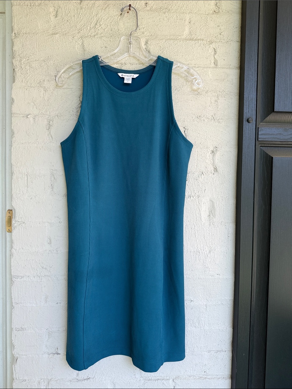 Athleta Teal Seasoft Ribbed Knit Mini Tank Dress Size Medium - Picture 11 of 11